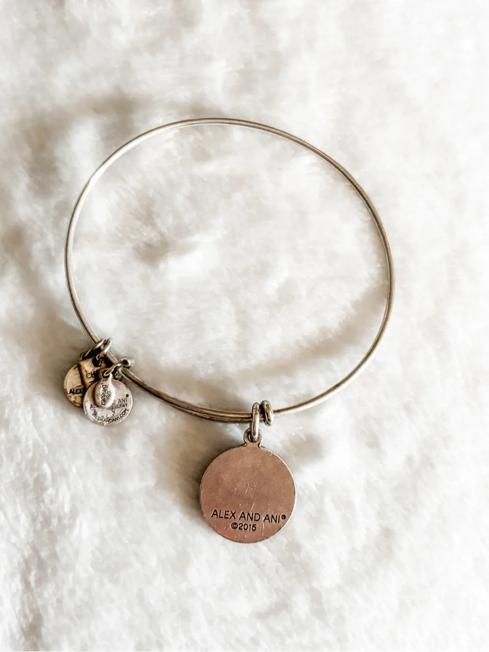Alex and Ani Sunflower Charm Bangle Bracelet - Silver, Yellow, & Purple